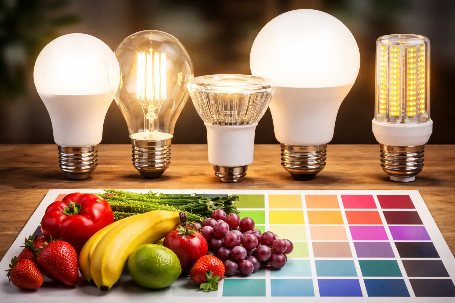 Vergelijking van kleurstalen onder LED- en halogeenverlichting voor CRI-meting